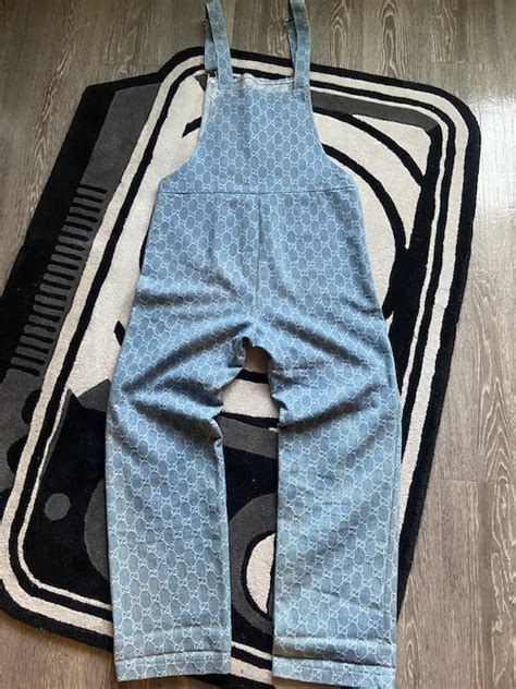 gucci print overalls bootleg